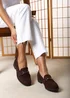Where's That From Brown Maelynn Round Toe Single Metal Bar Loafers - 6 Image 6