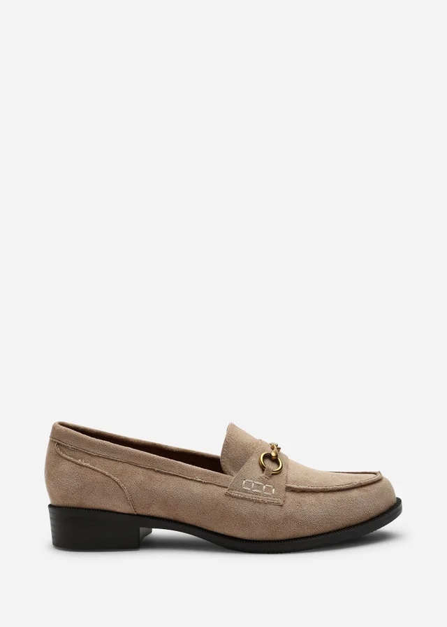 Where's That From Camel Maelynn Round Toe Single Metal Bar Loafers