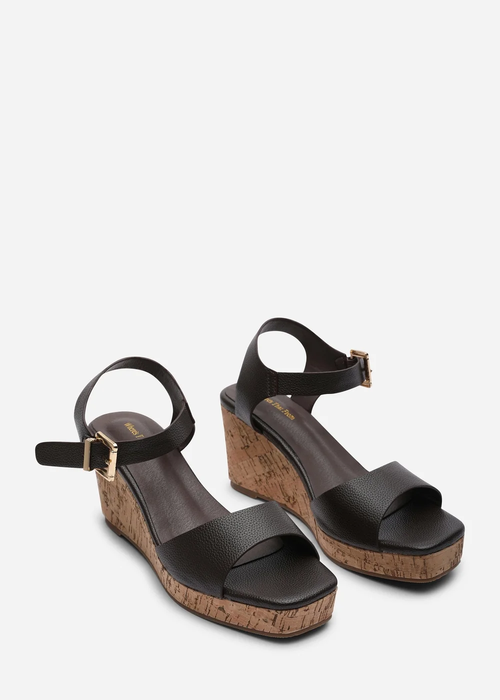 Where's That From Giselle Wide Dark Brown Cork Platform Wedge - 7 Image 4