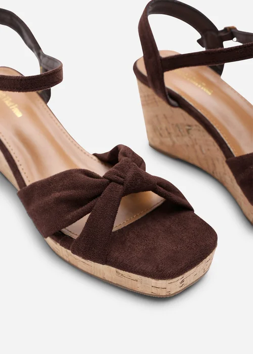 Where's That From Mystique Dark Brown Platform Knot Detail Wedge - 4 Image 5
