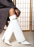 Where's That From Nareva White Fold Over Shark Block Heel Point Toe Boots With Trim Detail - 3 Image 1