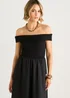 Gini London Black Bardot Jersey Mix Puff Ball Midi Dress - 10 Image 3