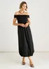 Gini London Black Bardot Jersey Mix Puff Ball Midi Dress - 10 Image 1