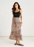 Gini London Brown Animal Print Elasticated Waist Skater Skirt - 14 Image 1