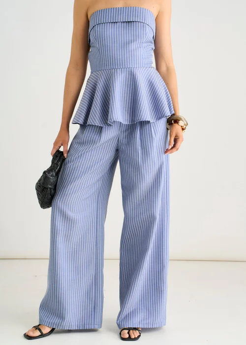 Gini London Blue Wide Leg Pleat Front Formal Trousers - 8 Image 3
