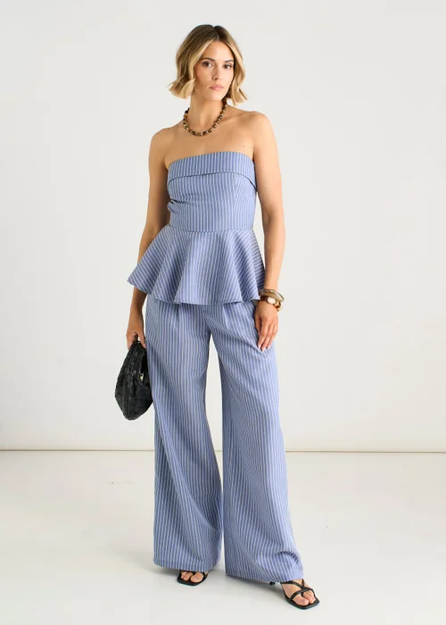 Gini London Blue Wide Leg Pleat Front Formal Trousers - 8 Image 4