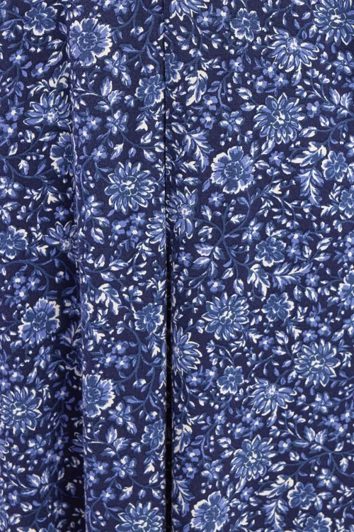 Yours Curve Blue Floral Print Pleat Front Dress - 22-24 Image 4