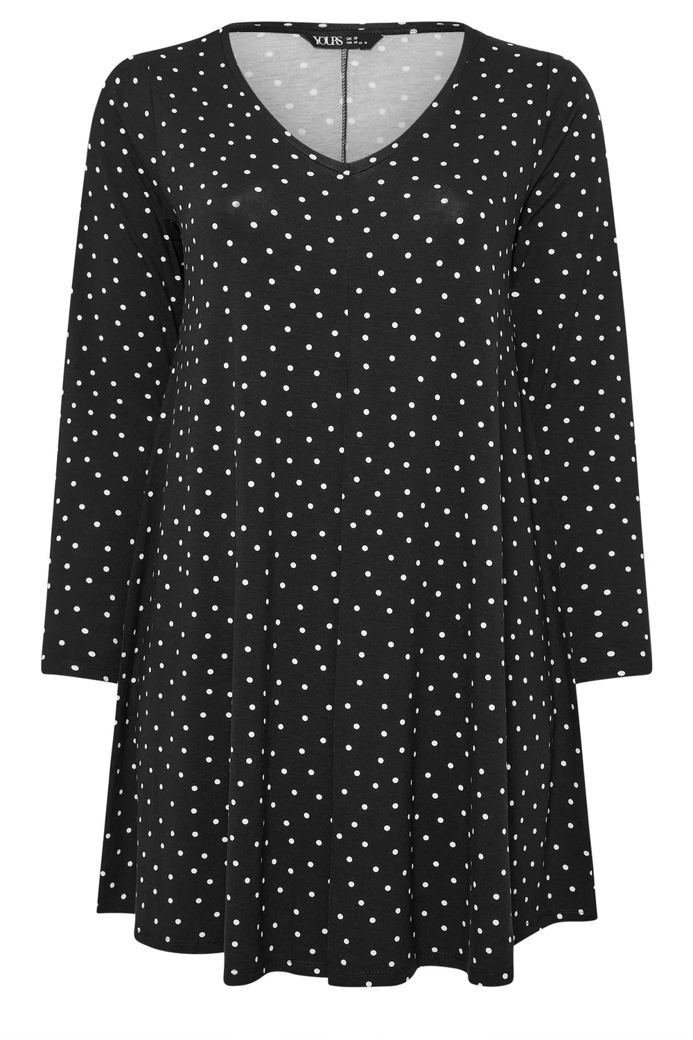 Yours Curve Black Polka Dot Pleat Front Dress - 16 Image 5