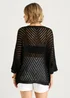 Gini London Black V-Neck Chevron Crochet Knit Top - M/L Image 2