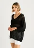 Gini London Black V-Neck Chevron Crochet Knit Top - M/L Image 4