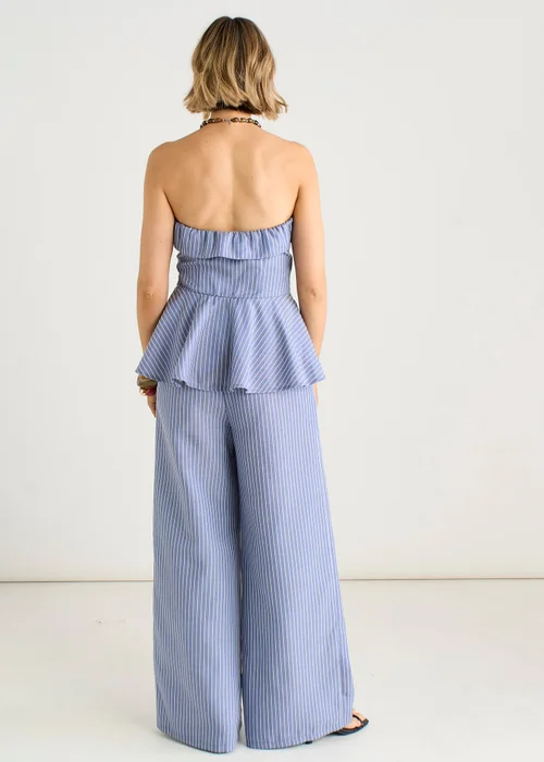 Gini London Blue Bardot Stripe Peplum Top - 14 Image 2