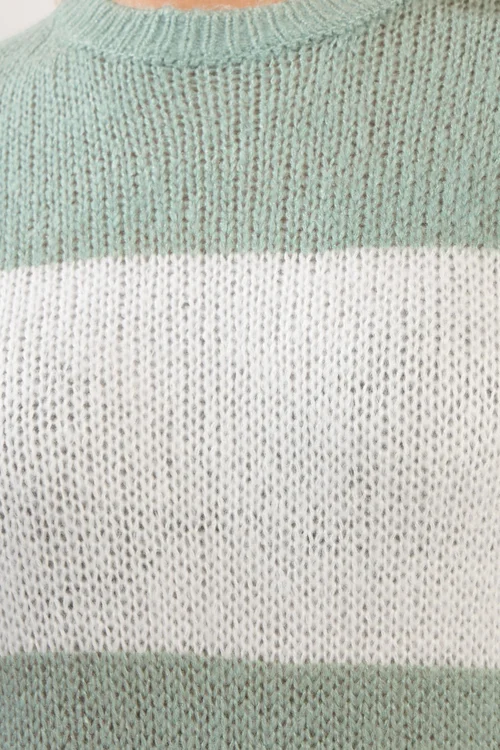 Yours Curve Green Striped Knitted Jumper - 30 Image 4