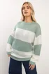 Yours Curve Green Striped Knitted Jumper - 30 Image 1