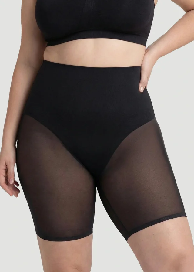 Conturve Black High Waisted Mesh Shaping Shorts