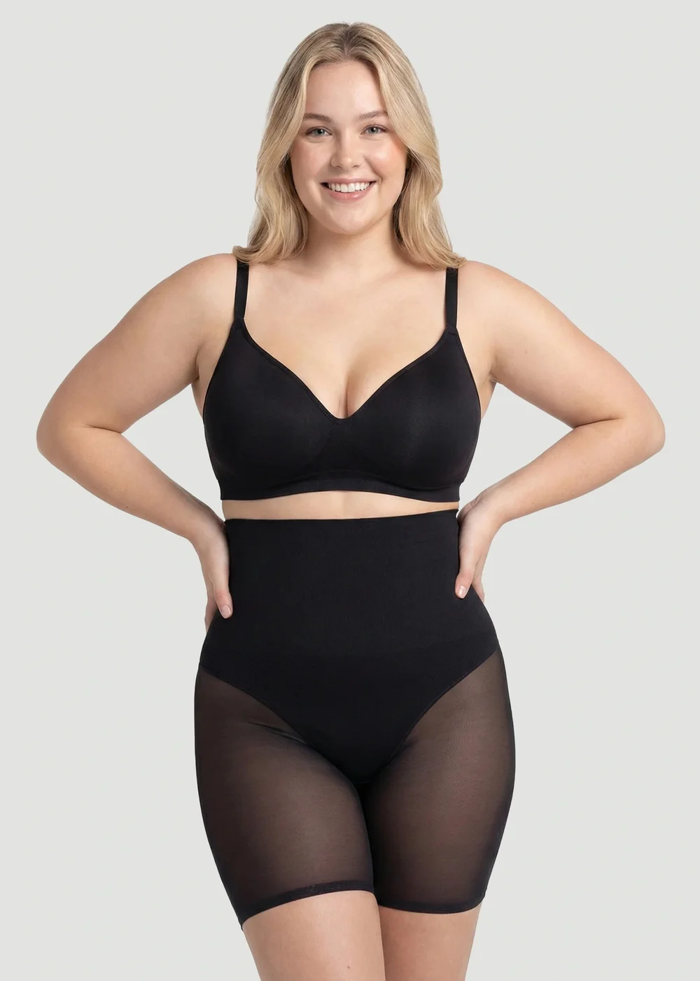 Conturve Black High Waisted Mesh Shaping Shorts - XL Image 1