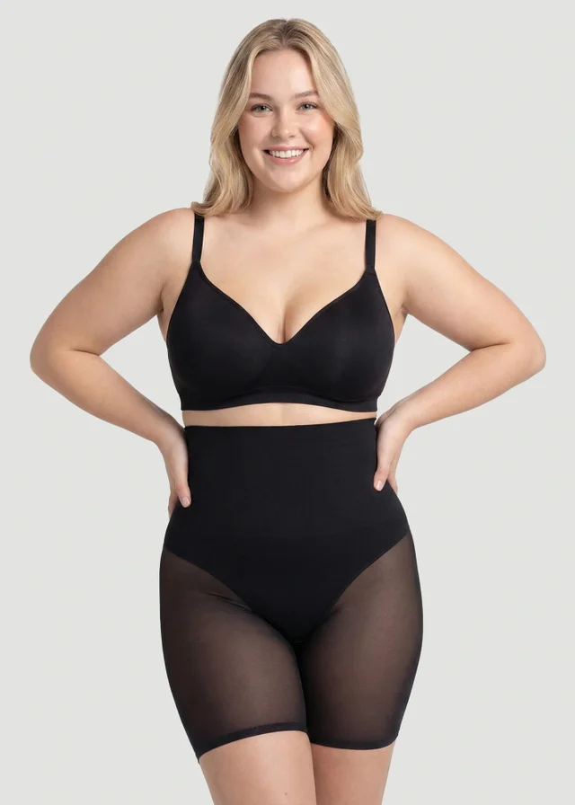 Conturve Black High Waisted Mesh Shaping Shorts