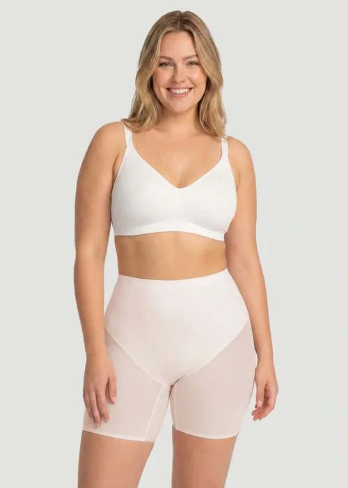Conturve Beige High Waisted Mesh Shaping Shorts - S Image 1