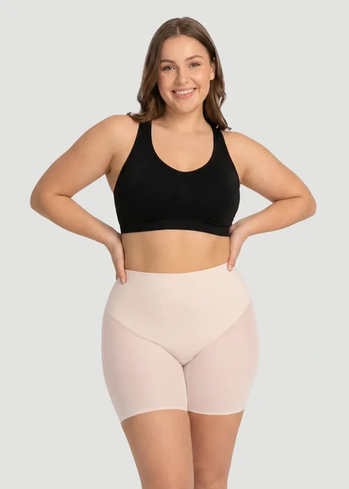Conturve Beige High Waisted Mesh Shaping Shorts - S Image 5