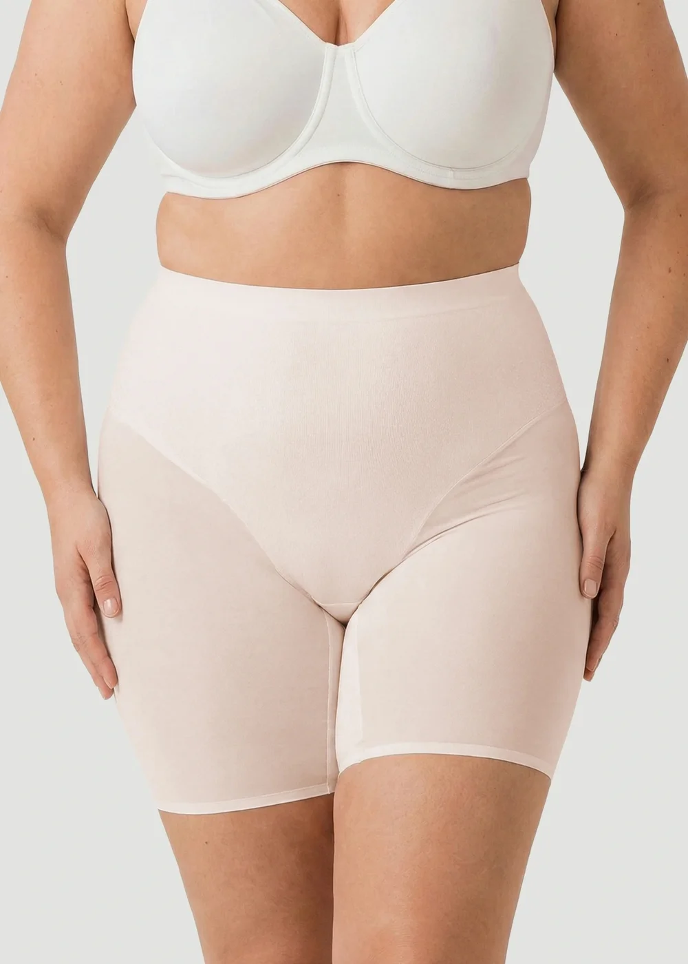 Conturve Beige High Waisted Mesh Shaping Shorts - S Image 2