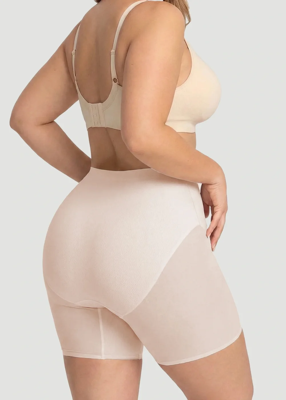 Conturve Beige High Waisted Mesh Shaping Shorts - S Image 3