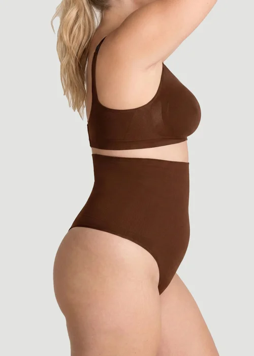 Conturve Brown High Waisted Shaping Thong - XL-2XL Image 3