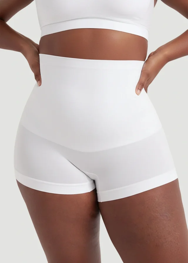 Conturve White High Waisted Shaping BoyShort