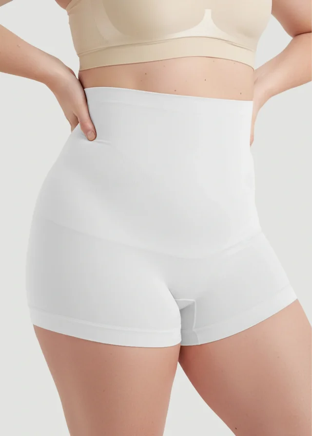 Conturve White High Waisted Shaping BoyShort