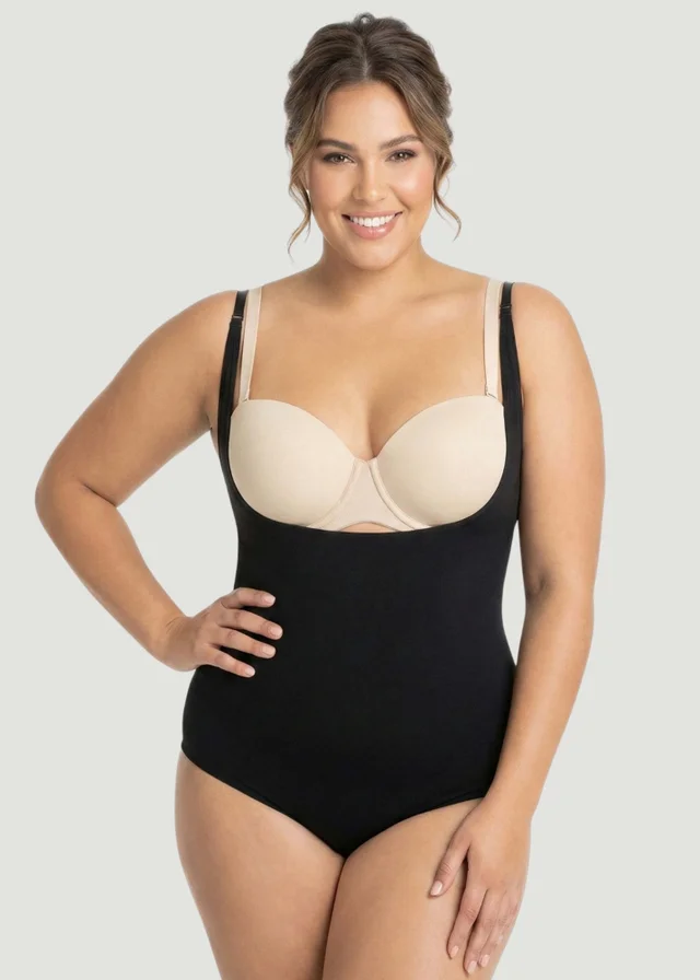 Conturve Black Open Bust Bodysuit Shaping Panty