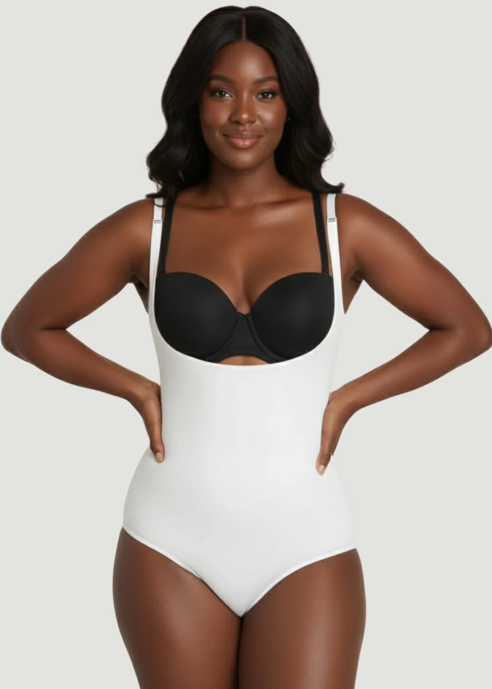 Conturve White Open Bust Bodysuit Shaping Panty - 3XL Image 1