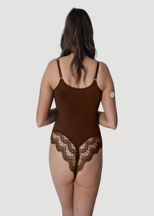 Conturve Brown Plunging Lace Bodysuit Shaping Thong - 2XL Image 2