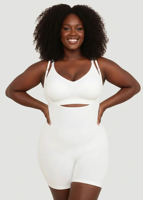 Conturve White Open Bust Bodysuit Shaping Shorts - M Image 1