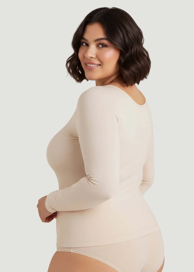 Conturve Beige Long-Sleeve Shaping Smoothing Top