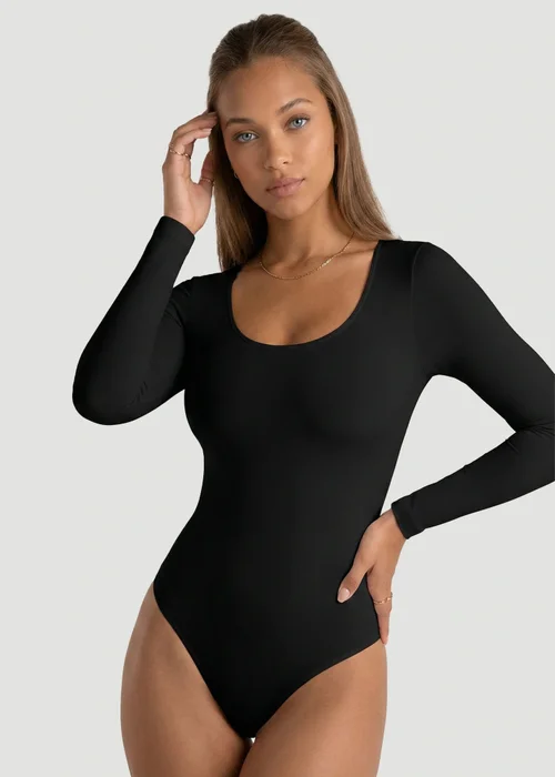Public Desire Black Long-Sleeve Seamless Sculpt Shapewear Bodysuit - S Image 1