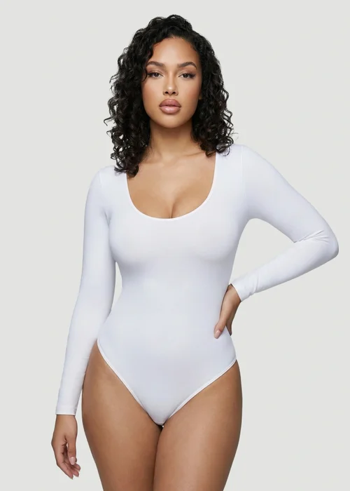 Public Desire White Long-Sleeve Seamless Sculpt Shapewear Bodysuit - 4XL Image 1