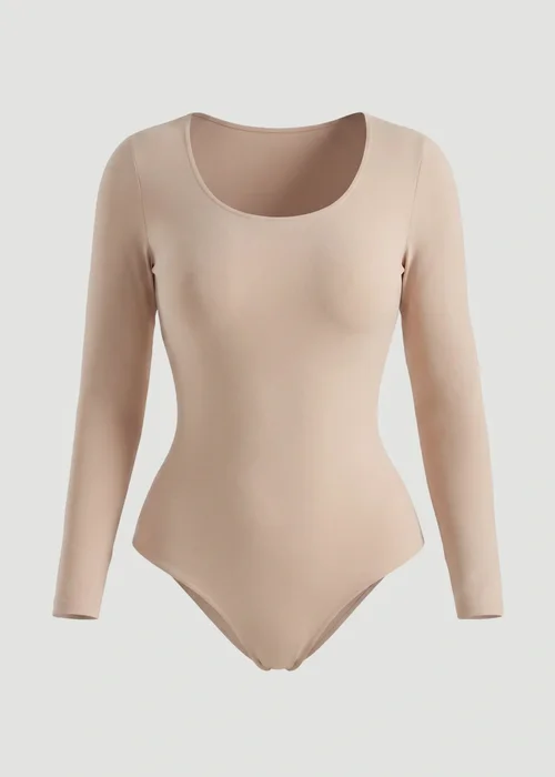 Public Desire Beige Long-Sleeve Seamless Sculpt Shapewear Bodysuit - L Image 3
