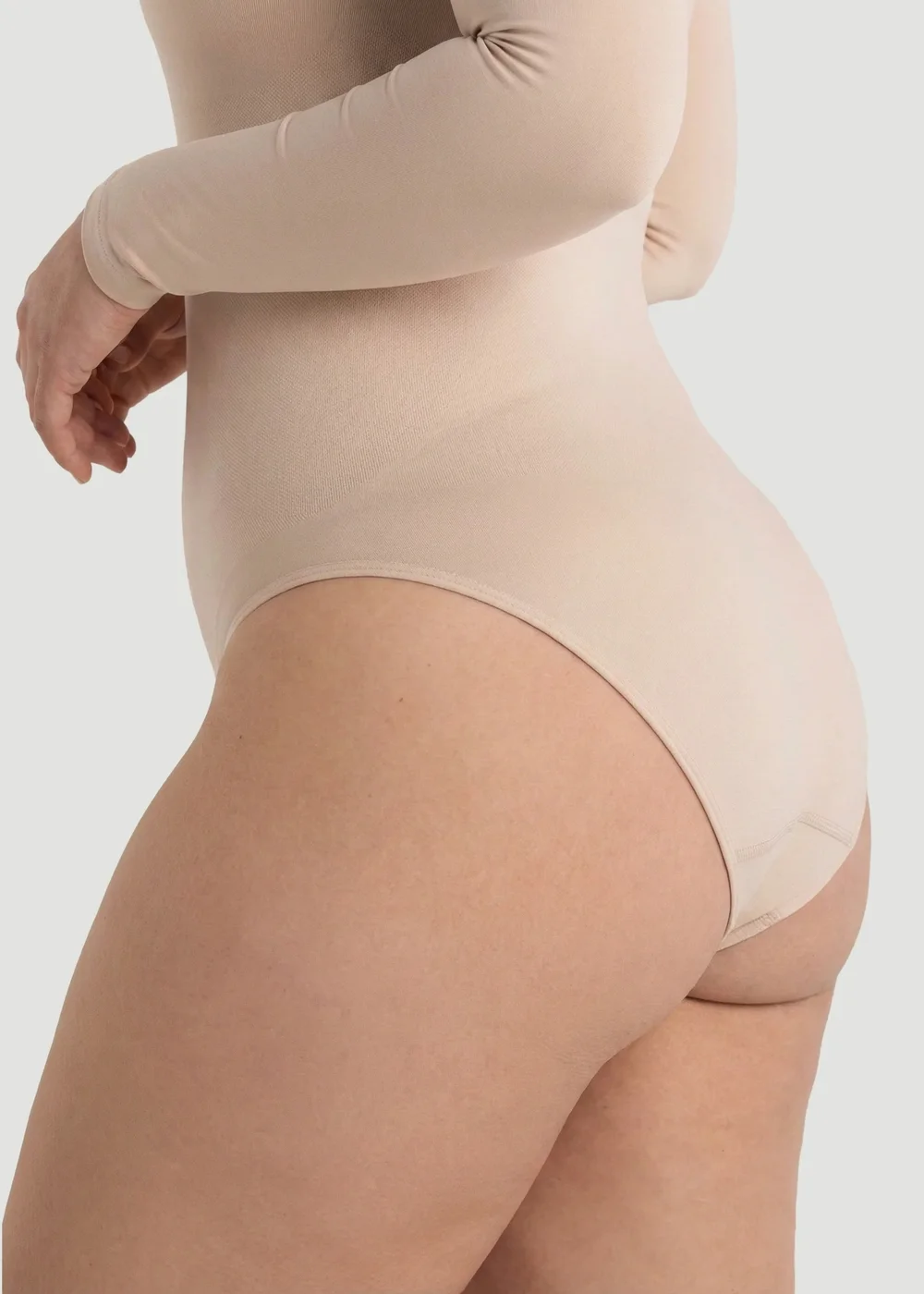 Public Desire Beige Long-Sleeve Seamless Sculpt Shapewear Bodysuit - L Image 5