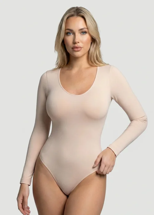 Public Desire Beige Long-Sleeve Seamless Sculpt Shapewear Bodysuit - L Image 1