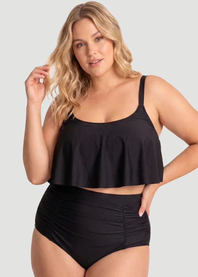 Conturve Black Ruffled Bikini Top