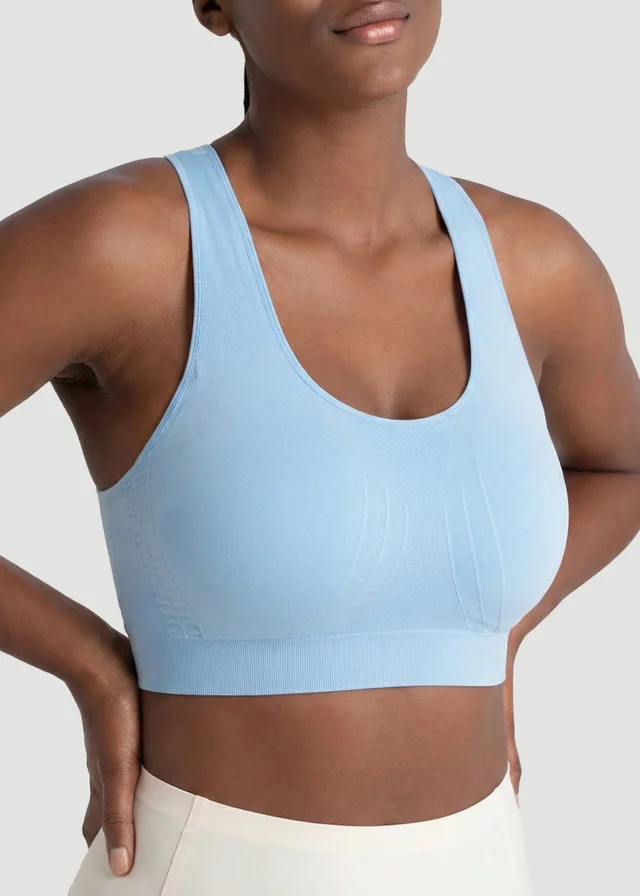 Conturve Pale Blue Seamless Racerback Sports Bra