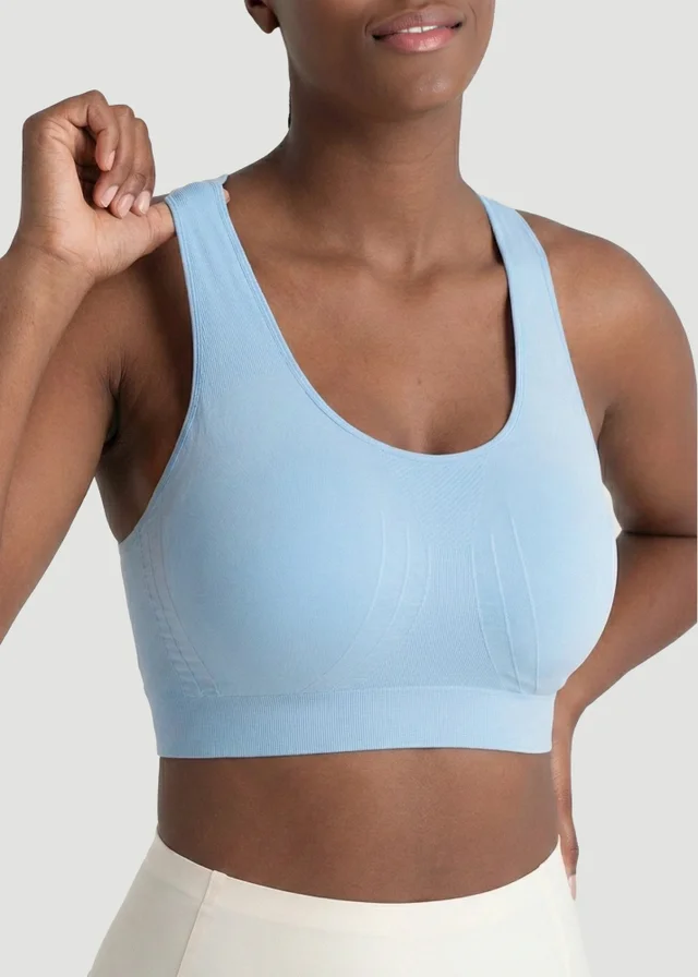 Conturve Pale Blue Seamless Racerback Sports Bra