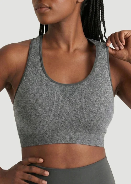 Conturve Grey Seamless Racerback Sports Bra - 4XL Image 1