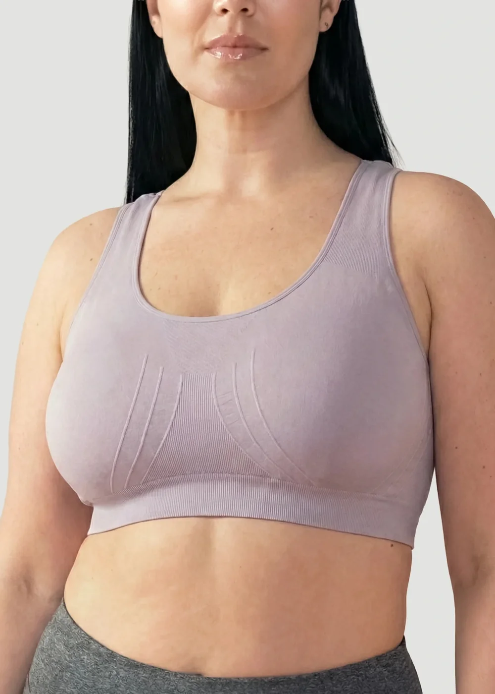 Conturve Light Grey Seamless Racerback Sports Bra - M Image 1