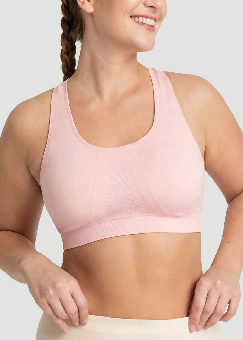 Conturve Blush Pink Seamless Racerback Sports Bra - M Image 1