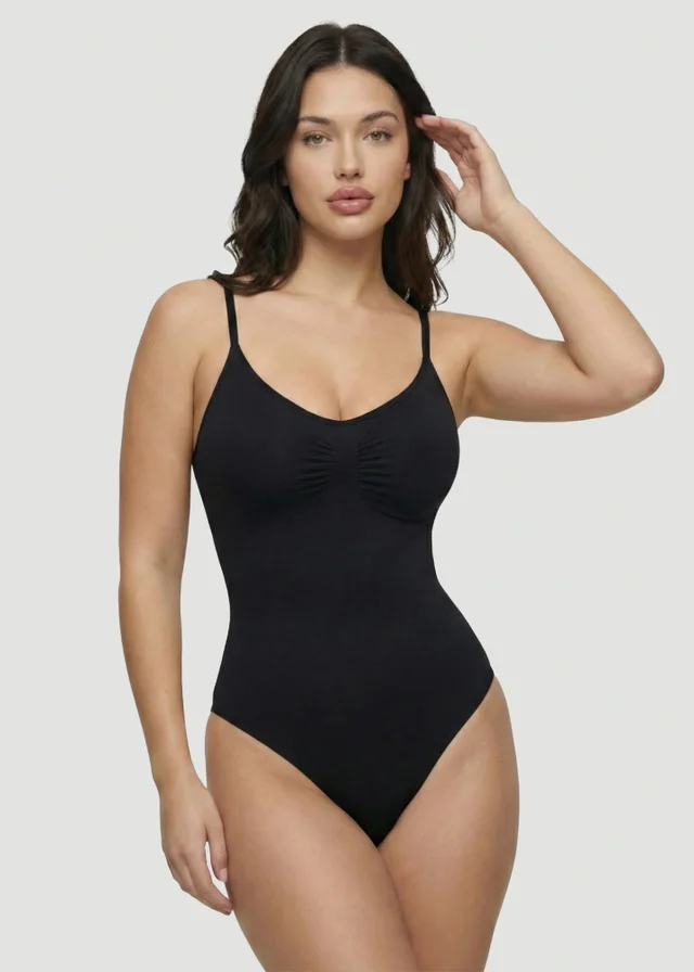 Conturve Black Seamless Sculpt Thong Shapewear Bodysuit