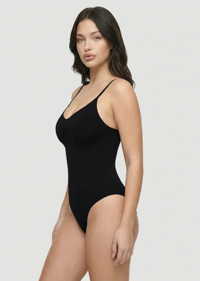 Conturve Black Seamless Sculpt Thong Shapewear Bodysuit