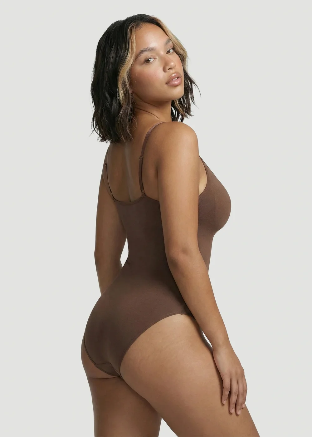Conturve Brown Seamless Sculpt Thong Shapewear Bodysuit - S Image 2
