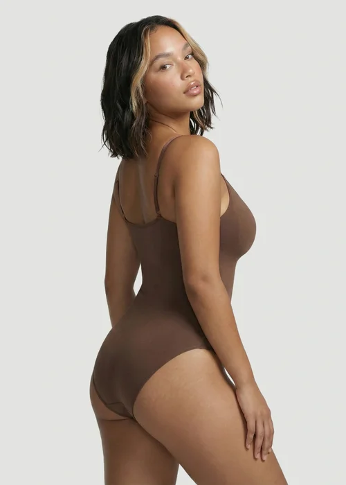 Conturve Brown Seamless Sculpt Thong Shapewear Bodysuit - S Image 2
