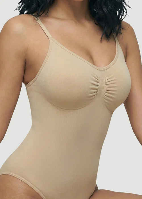 Conturve Beige Seamless Sculpt Thong Shapewear Bodysuit - 4XL Image 4