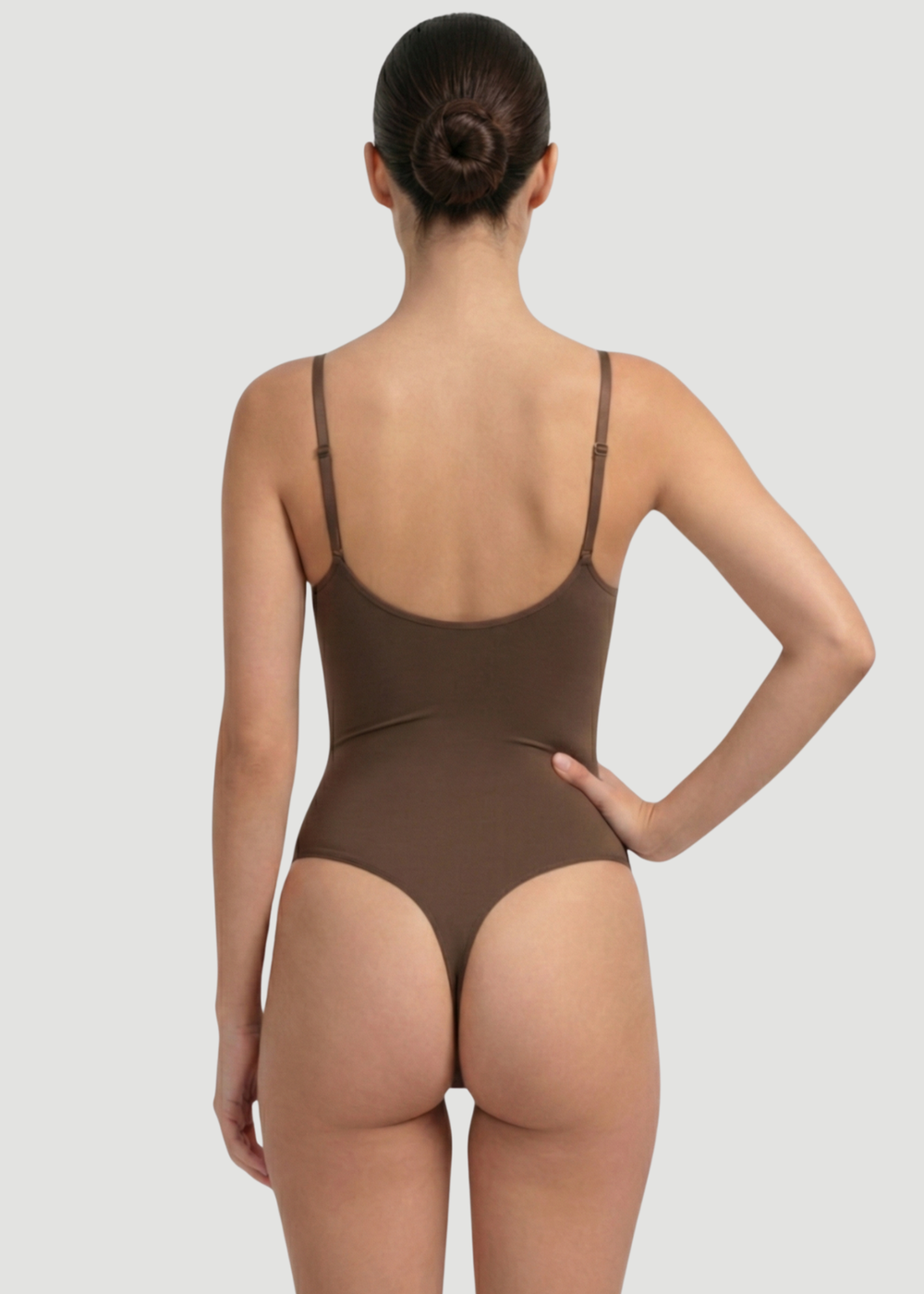 Conturve Brown Seamless Sculpt Thong Shapewear Bodysuit - 4XL Image 2