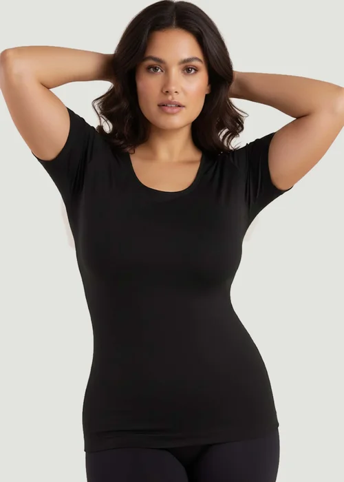 Conturve Black Short-Sleeve Shaping Smoothing Top - XL Image 1